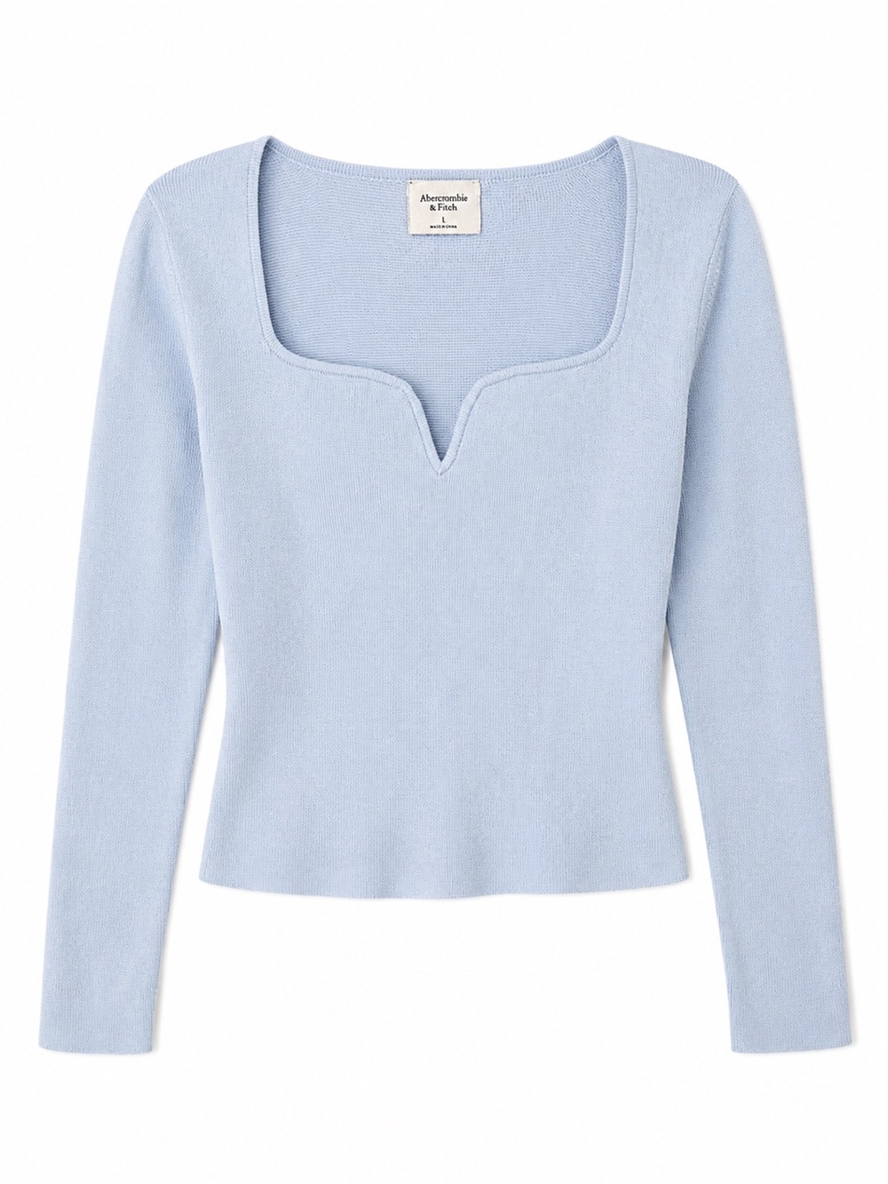 Abercrombie Sweetheart Notched Knit Sweater L Light Powder Blue Balletcore Y2K